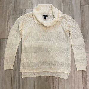 The Gap Cream Cowl Turtle Neck Open Knit Acrylic Blend Sweater, size Small